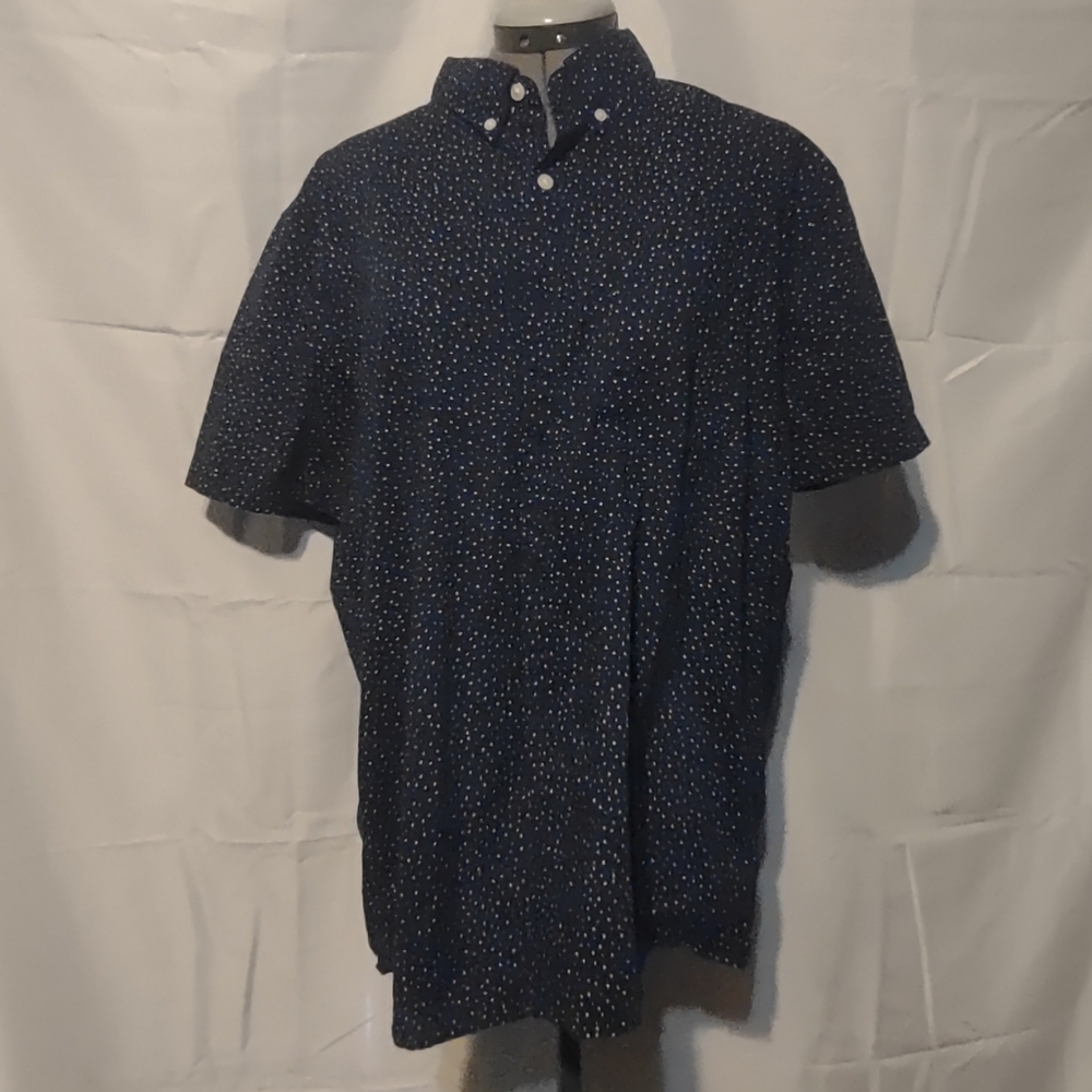 🍌 American Eagle Men's Navy Blue Polka Dot Shirt XL